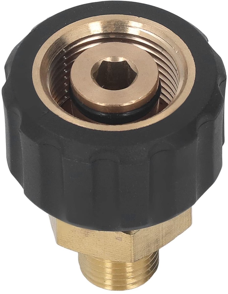Dailygoods - Hogedrukreinigeradapter - Messing Rubber - Duurzaam en Eenvoudig - Brons - Vervangingsadapter - Geschikt voor G1/4in en M22 Draad - Akozo...
