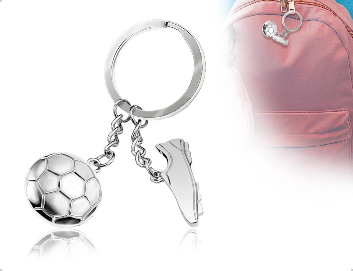 Dailygoods- Sleutelhanger Voetbal - Zilveren Sleutelhanger - Uniek Ontwerp - Duurzaam Materiaal - Voor Voetbalfans - Robuuste Constructie - Voetbalsleutel