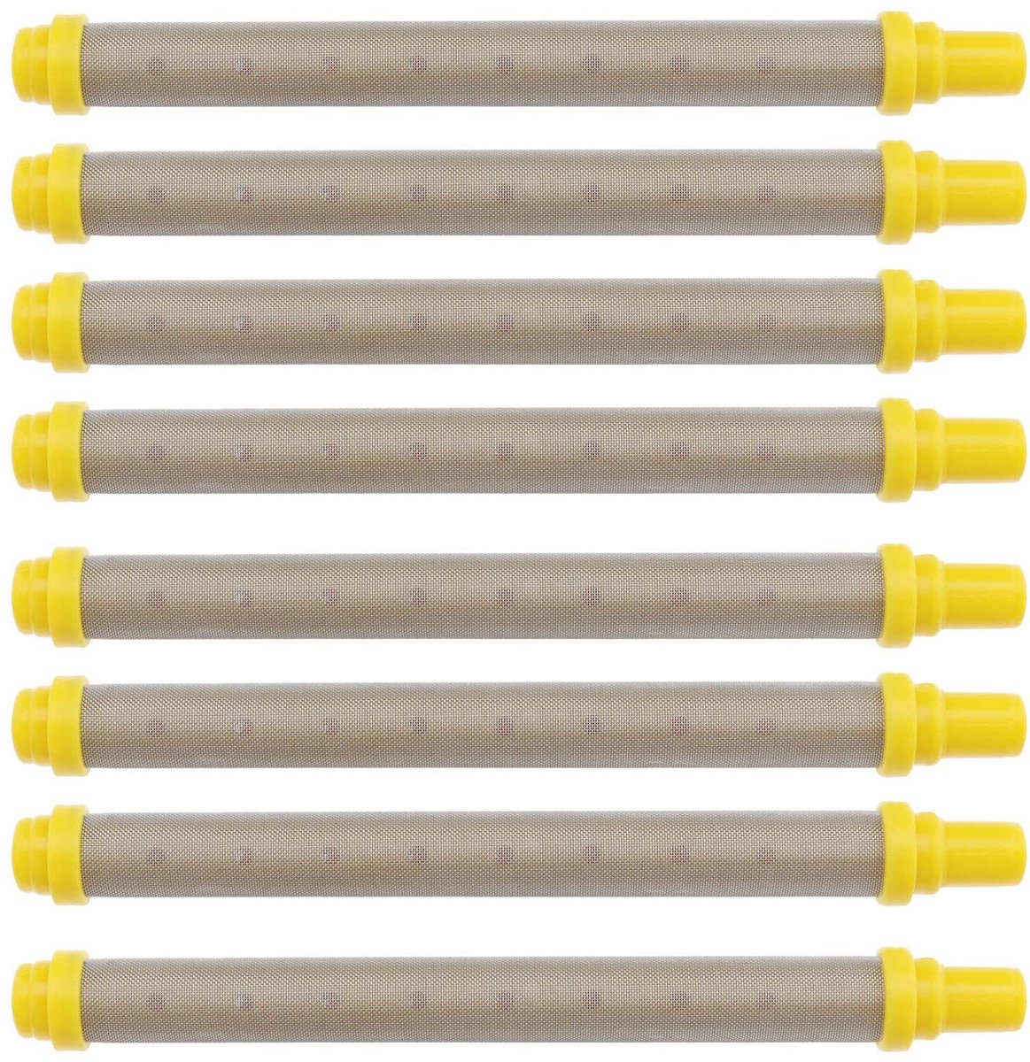 Dailygoods- Filterelement 100 Mesh - 8 Stuks - Roestvrij Staal - Kunststof - Geschikt voor Airless Sproeimachines - Lengte 102 mm - Sproeilansfilter
