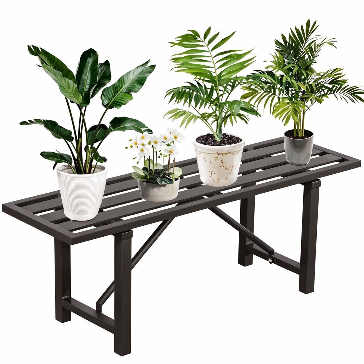 Dailygoods- Plantenstandaard Aluminium - Weerbestendig - Bloemenrek - Plantenrek Binnen/Buiten - Hoogte 35 cm - Eenvoudige Montage