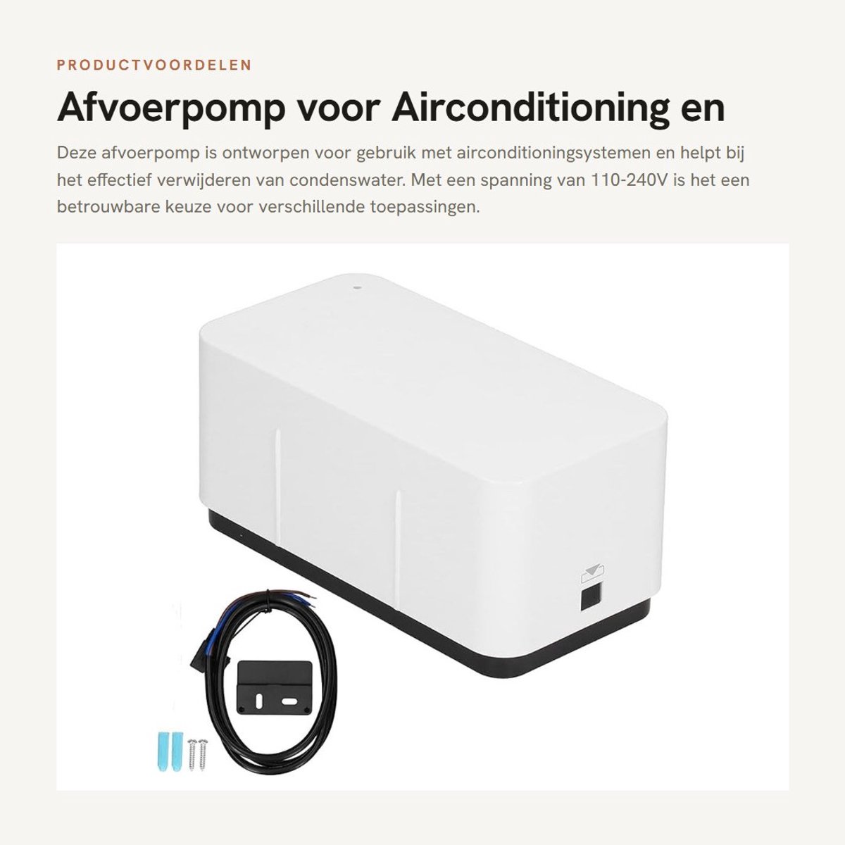 Dailygoods- Afvoerpomp Effectief - Condensverwijdering - 110-240V - 50-60Hz - Praktisch - Hoogwaardige Kwaliteit - Condensafvoer