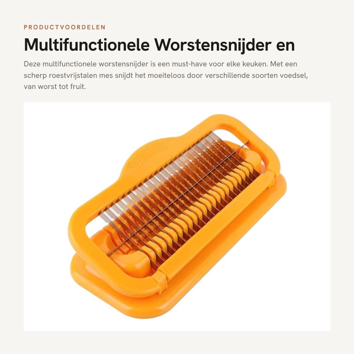 Dailygoods- Worstensnijder Multifunctioneel - Bananensnijder - Ergonomisch Ontwerp - Roestvrij Staal - Keukengereedschap - 100% Nieuw - Keukensnijder