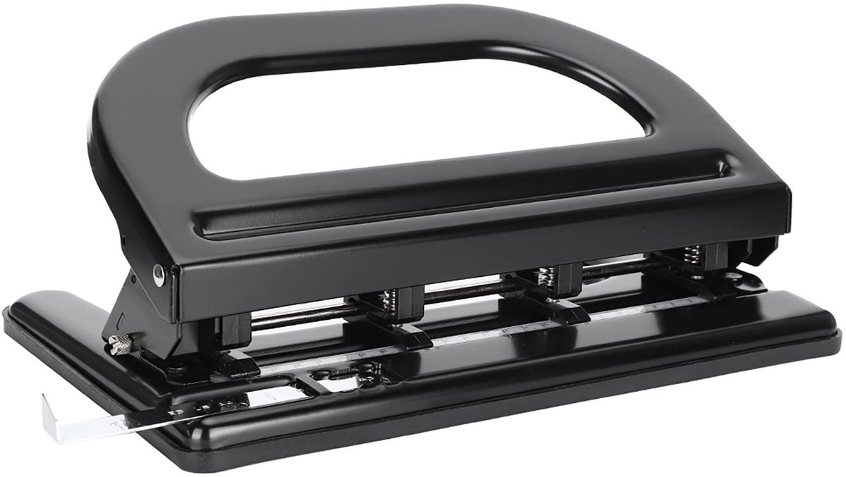 Dailygoods- Papierperforator 4-Gaats - 30 Vellen Capaciteit - Metalen Handmatige Perforator - Verstelbare Ponsafstand - Positioneringslijn - Eenvoudig Onderhoud - Ponsmachine