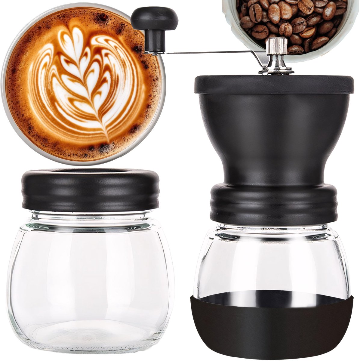 Dailygoods- Koffiemolen Handmatig Ergonomisch - Bonenmaler - Pepermolen - Roestvrij Staal - Compact - 9,5 x 18,5 cm - Kruidenmolen