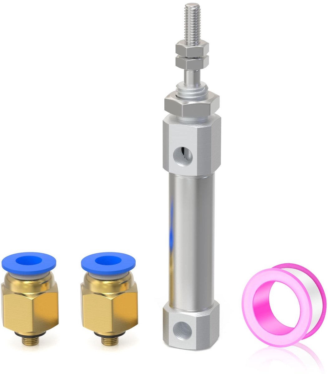 Dailygoods- Luchtcilinder Roestvrij Staal 10MM Boring - Dubbele Actie - 10MM Slag - Druk tot 0,8 MPA - Temperatuurbereik - Hoge Sterkte - Pneumatische Cilinder