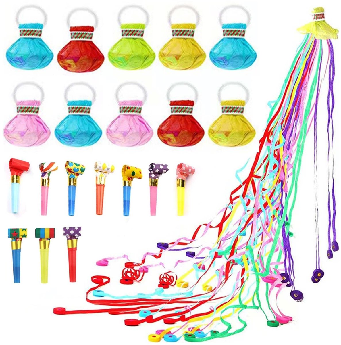 Dailygoods- Handwerppoppers 10 Stuks - Veilige Feestartikelen - Milieuvriendelijk - Voor Verjaardagen - Bruiloften - Afstudeerfeesten - Valentijnsdag - Feeststreamers