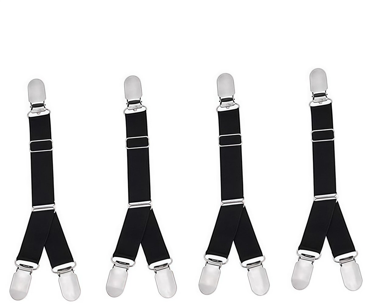 Dailygoods- Sokkenclip Verstelbaar - 2 Paar - Antislip - Metalen Clips - Polyester Bandjes - Beschermt Weefsel - Shirt Stay