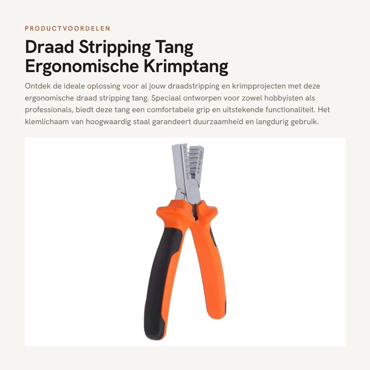Dailygoods - Draad Stripping Tang - Ergonomische Krimptang - Comfortabel Handvat - Industrieel Gebruik - Draagbaar - Geschikt voor Professionals