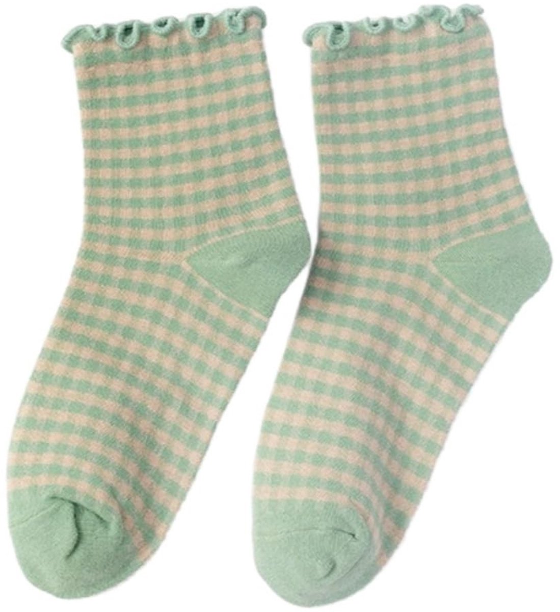 Dailygoods- Damessokken Ruches - Katoenen Sokken - Comfortabele Huissokken - Geschikt voor Sport/Vrije Tijd - Eén Maat - Zacht en Duurzaam