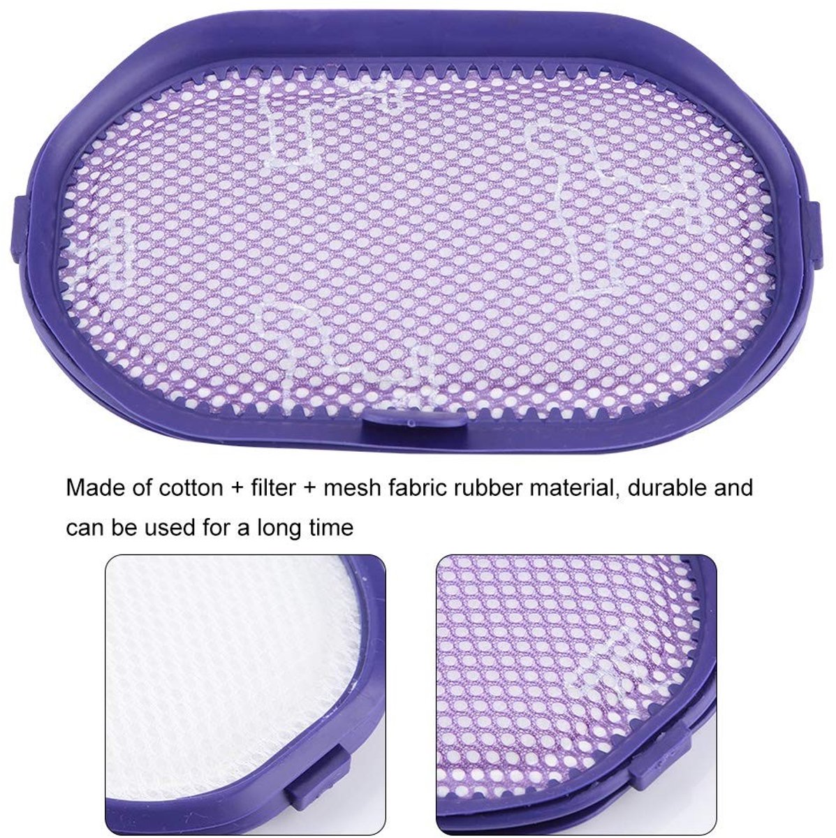Dailygoods- Vacuümfilter Wasbaar - Stofzuigerfilter - Geschikt voor DC30/DC31/DC34/DC35/DC56 - Duurzaam Katoen/Mesh - Afmetingen 15,8 x 10 x 1,3 cm