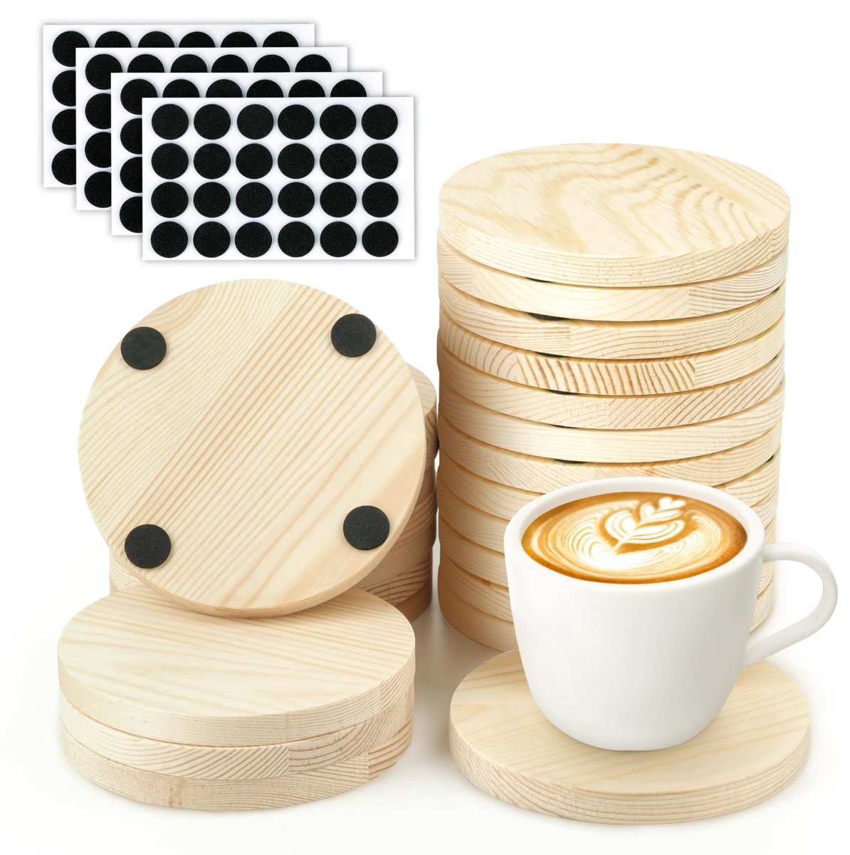 Dailygoods- Houten Onderzetters 100 mm - Antislip - Waterdicht - DIY Hobby - Blank Houten Cirkels - Stevige Houtconstructie - Onderzetter