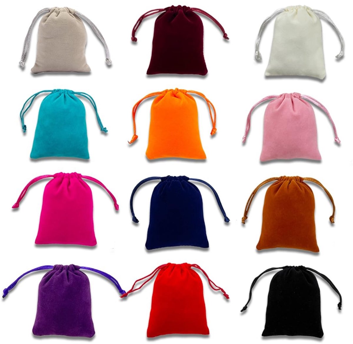 Dailygoods- Fluwelen Zakjes 24 Stuks - Cadeauzakjes - Sieradenzakjes - Bruiloft - Feest - 9 x 7 cm - Trekkoord