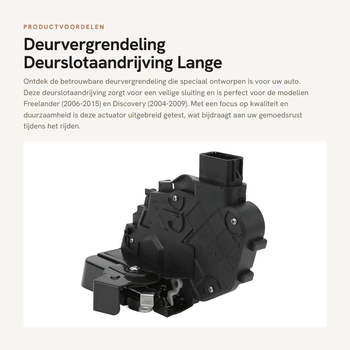 Dailygoods- Deurslotaandrijving Rechts - Vervanging voor Freelander/Discovery - Lange levensduur - Duurzaam - Onderdeelnummer LR091524 - Veiligheidsprestaties - Deurslot