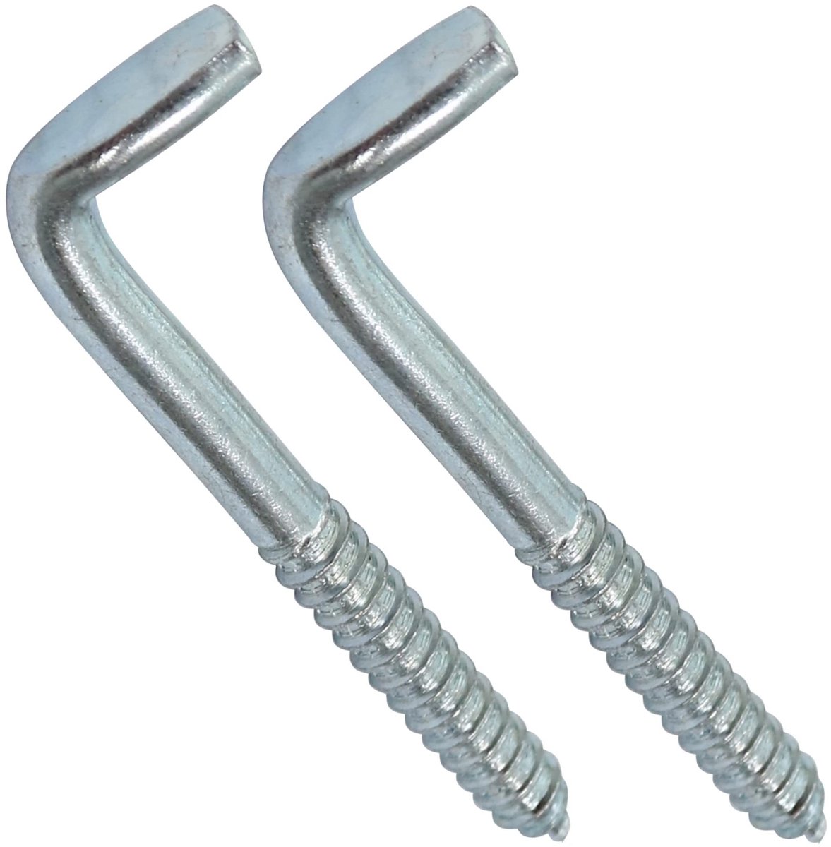 Dailygoods- Schroefhaak Set van 2 - L-vormig - Ø 8 x 80 mm - Verzinkt Staal - Roestbestendig - Gewicht per stuk 26,74 g - Haak