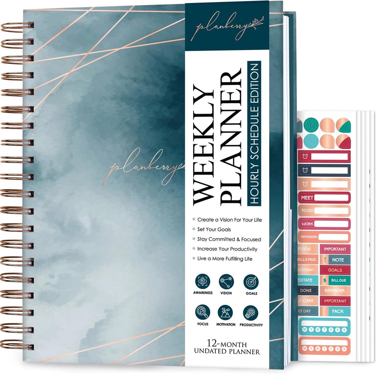 Urenplanner Budgetplanner - Tijdmanagement Dagplanner - Productiviteit Verhogend - Alles-in-één Ontwerp - 20 x 27cm - Oceaan Diepte