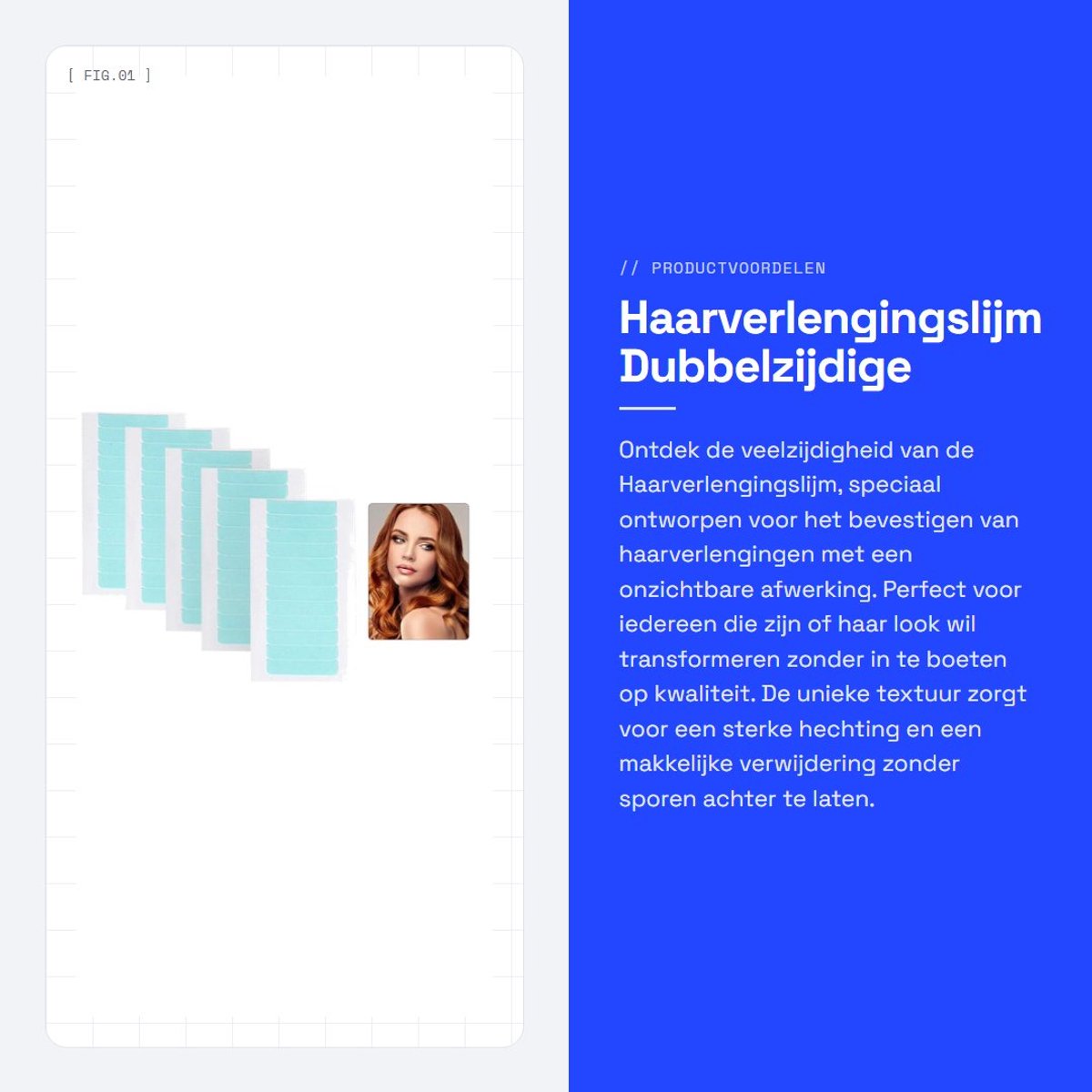 Dailygoods- Haarverlengingslijm 60 Stuks - Dubbelzijdige Plakband - Onzichtbare Haarverlengingsfilm - Hoge Hechting - Milieuvriendelijk - 20-50 Dagen Houdbaarheid - Haarplakband