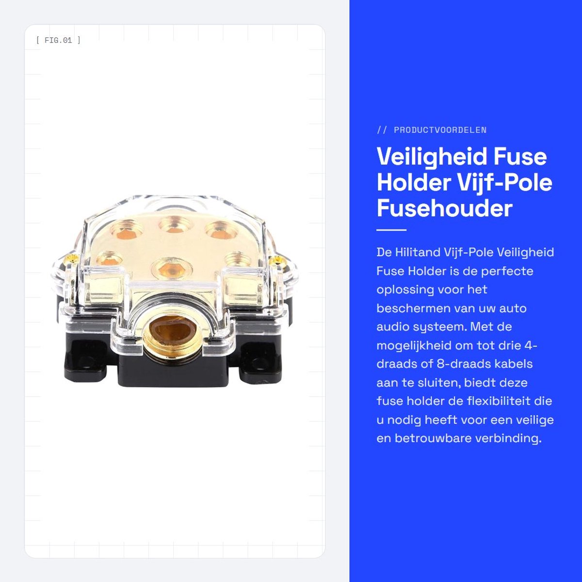 Dailygoods- Zekeringhouder Vijfpolig - Steekzekering - Zekeringhouder Auto - Zekeringkast Auto - Veiligheidsisolatie - Transparante Deksel - Zekering