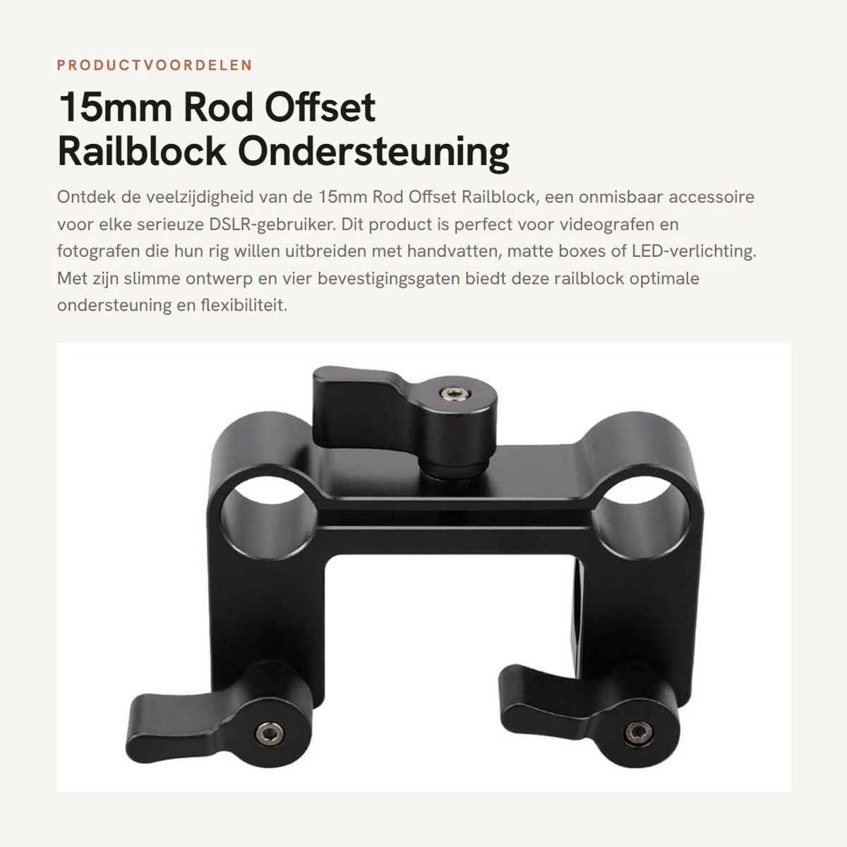Dailygoods - 15mm Rod Offset Railblock - Ondersteuning - Verstelbare klem - Handig voor rig systemen - Uitbreidingsmogelijkheden - Geschikt voor...