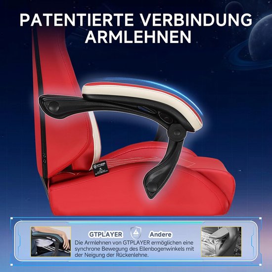 Gamingstoel - Gamerstoel PC-stoel - Comfortabel Zitten - Verstelbare Rugleuning - 150 kg - Rood — afbeelding 5