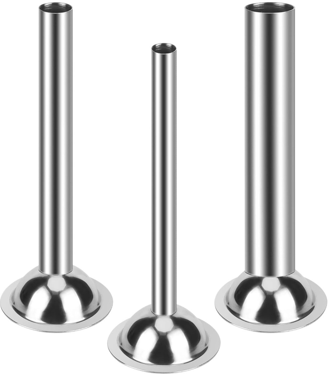 Dailygoods- Worstvuller Roestvrij Staal - Vleesmolen-opzetstuk - Vulbuisjes - 3 Maten - Duurzaam - Hygiënisch