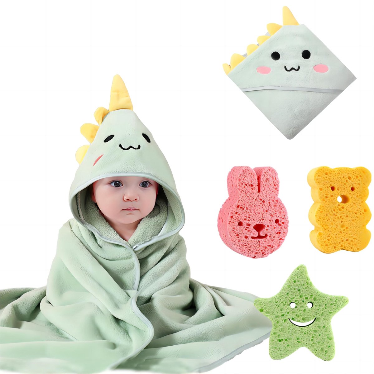Dailygoods- Badhanddoek met capuchon - Zacht badstof - Voor baby's 0-3 jaar - Multifunctio