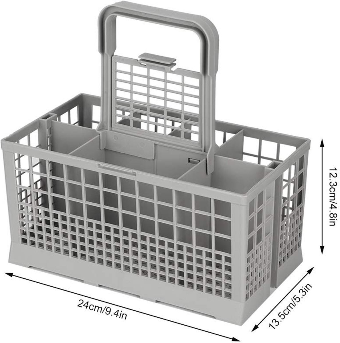 Dailygoods- Bestekmand Universeel - 8 Compartimenten - Vaatwassermand - Hoogwaardig ABS - Afneembare Handgreep - Duurzaam en Stevig