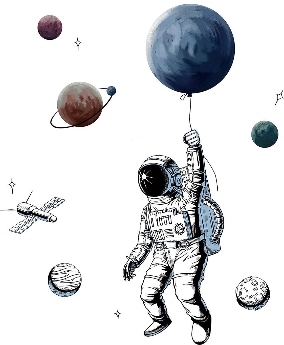 Dailygoods- Muursticker 3D Effect - Muurstickers Kinderkamer - Ruimte Decoratie - Kosmische Stickers - Veilig voor Kinderen - Antibacterieel en Niet-giftig - Wanddecoratie
