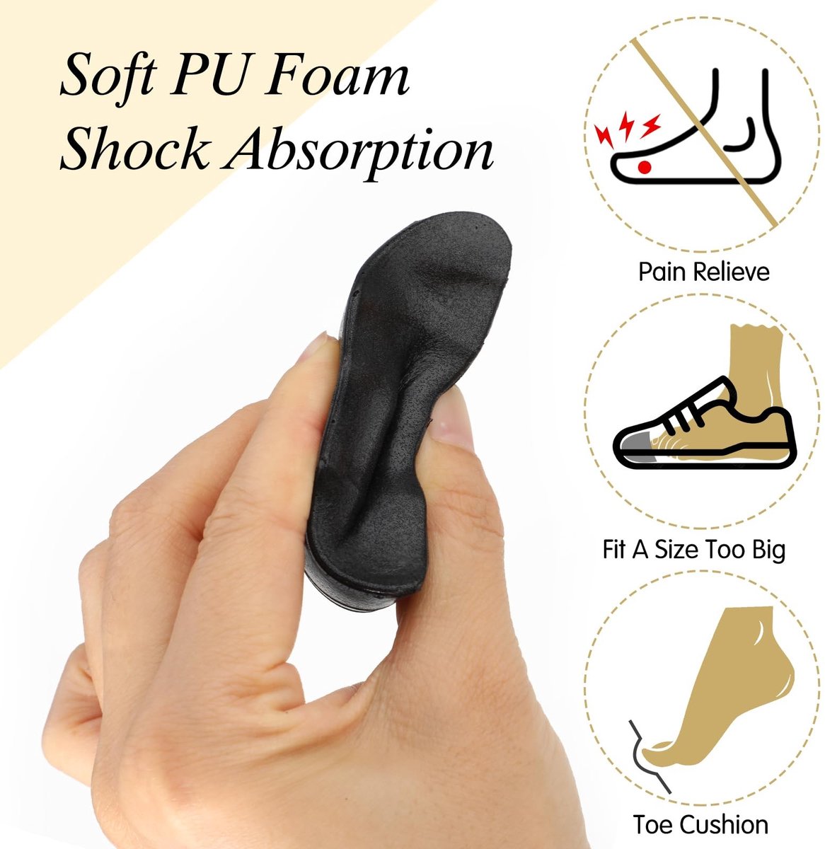 Dailygoods- Inlegzolen voor Te Grote Schoenen - Schuimstof Inlegzool - Voorvoetkussen - Schoenvullers - Hielverlichting - Comfortabel en Antislip