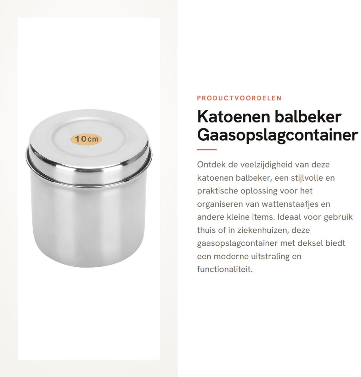 Dailygoods- Wattenstaafjes Organizer - Roestvrij Stalen Opbergdoos met Deksel - Katoenen Balbeker - Gaasopslagcontainer - Thuis/Ziekenhuis Gebruik