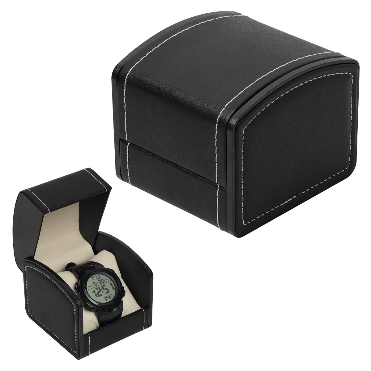 Dailygoods- Horlogedoos PU Leer - Reiskoffer - Sieradenopslag - Horloge Organizer - Vierkant Design - Schokbestendig en Zacht Voering - Sieradenbox