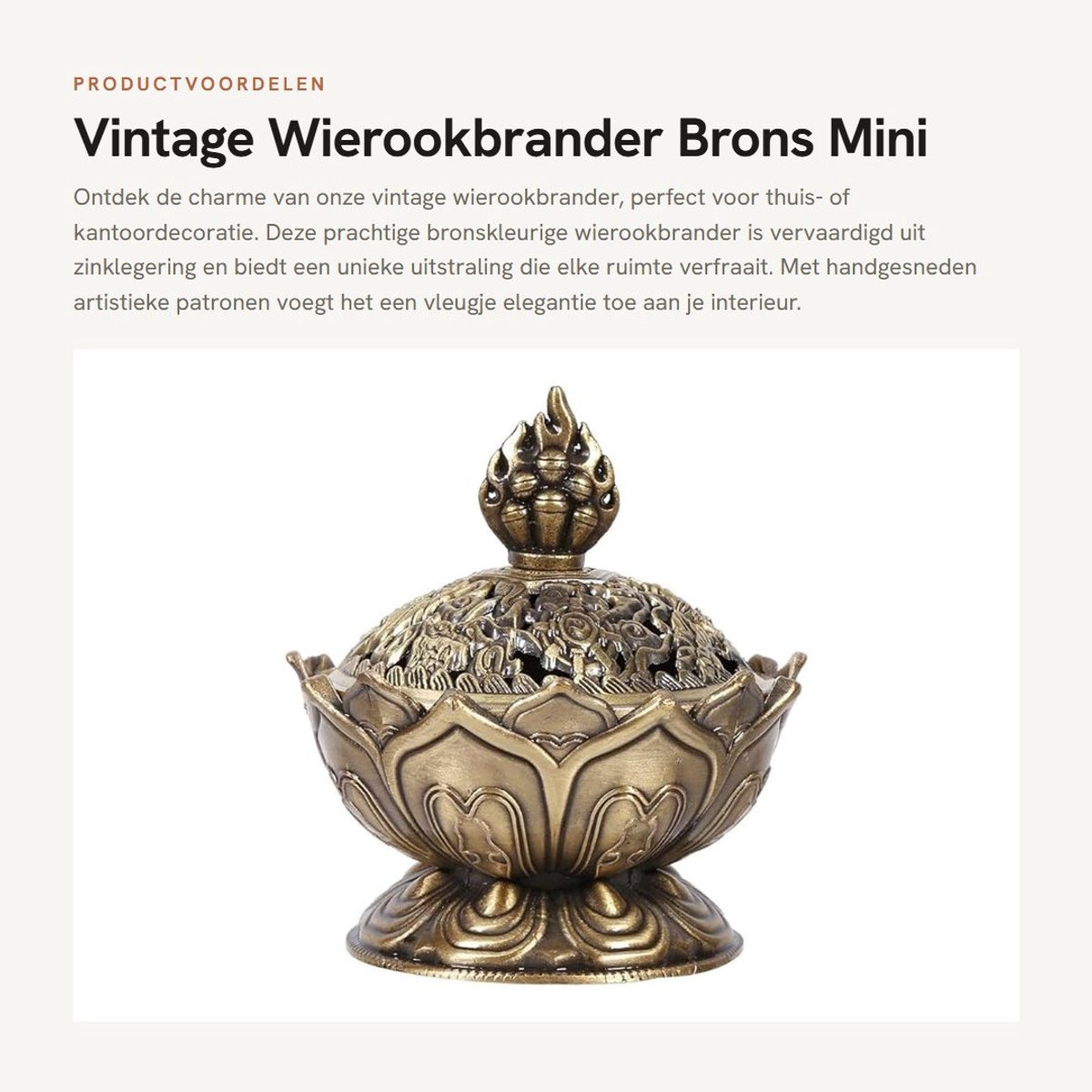 Dailygoods- Wierookbrander Vintage - Wierookhouder - Kegelhouder - Zinklegering - Decoratie - Handgemaakt Design