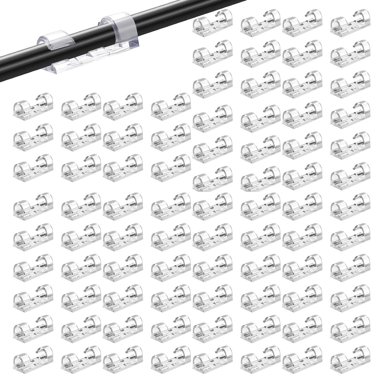 Dailygoods- Kabelclips Zelfklevend 60 Stuks - Transparante Kabelclips - Wandmontage Haken - Draadclips - Milieuvriendelijk Kunststof - 2,8 x 1 cm