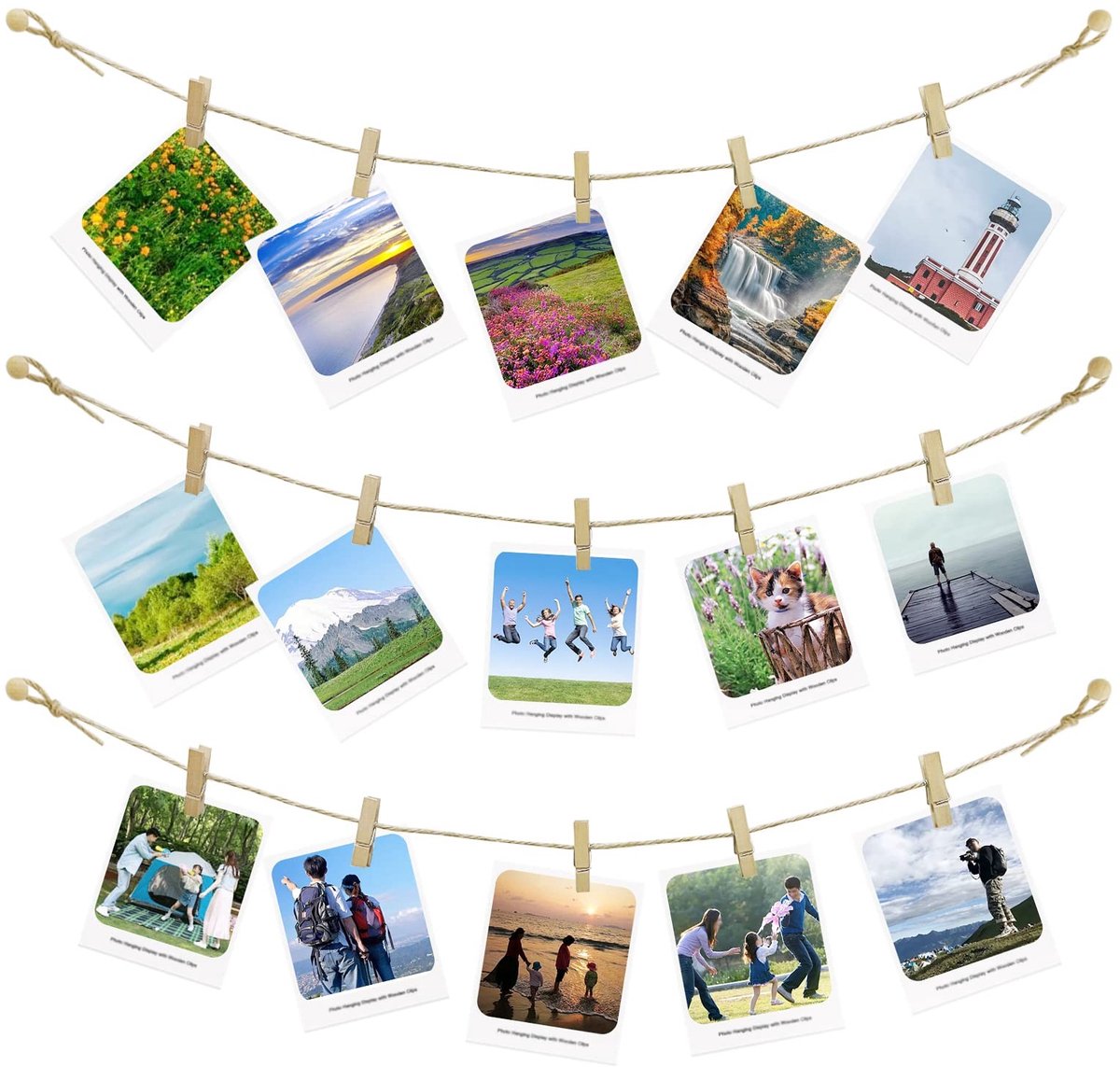 Dailygoods - Wanddisplay voor Fotoclips - Eenvoudig te Bevestigen - Zilver of Messing - Kunstwerken Ophangen - Voor Slaapkamers en Kantoren