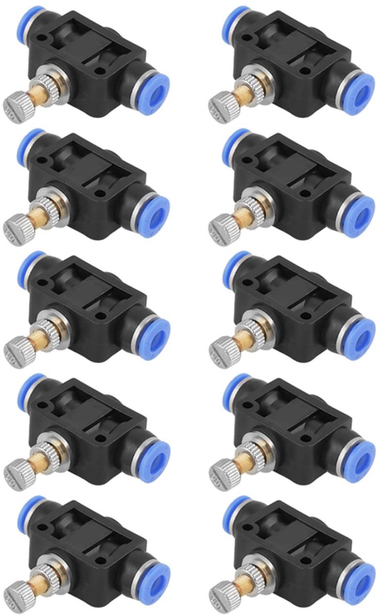 Dailygoods- Luchtstroomregelaar 10 Stuks - Pneumatische Snelkoppeling - Automatiseringsapparatuur - Hittebestendig 0-60 ℃ - Diameter 6 mm - Duurzaam en betrouwbaar - Pneumatische Klep