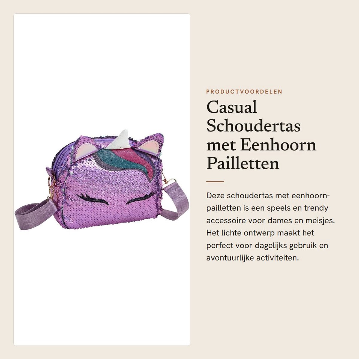 Dailygoods - Casual Schoudertas met Eenhoorn Pailletten voor Dames