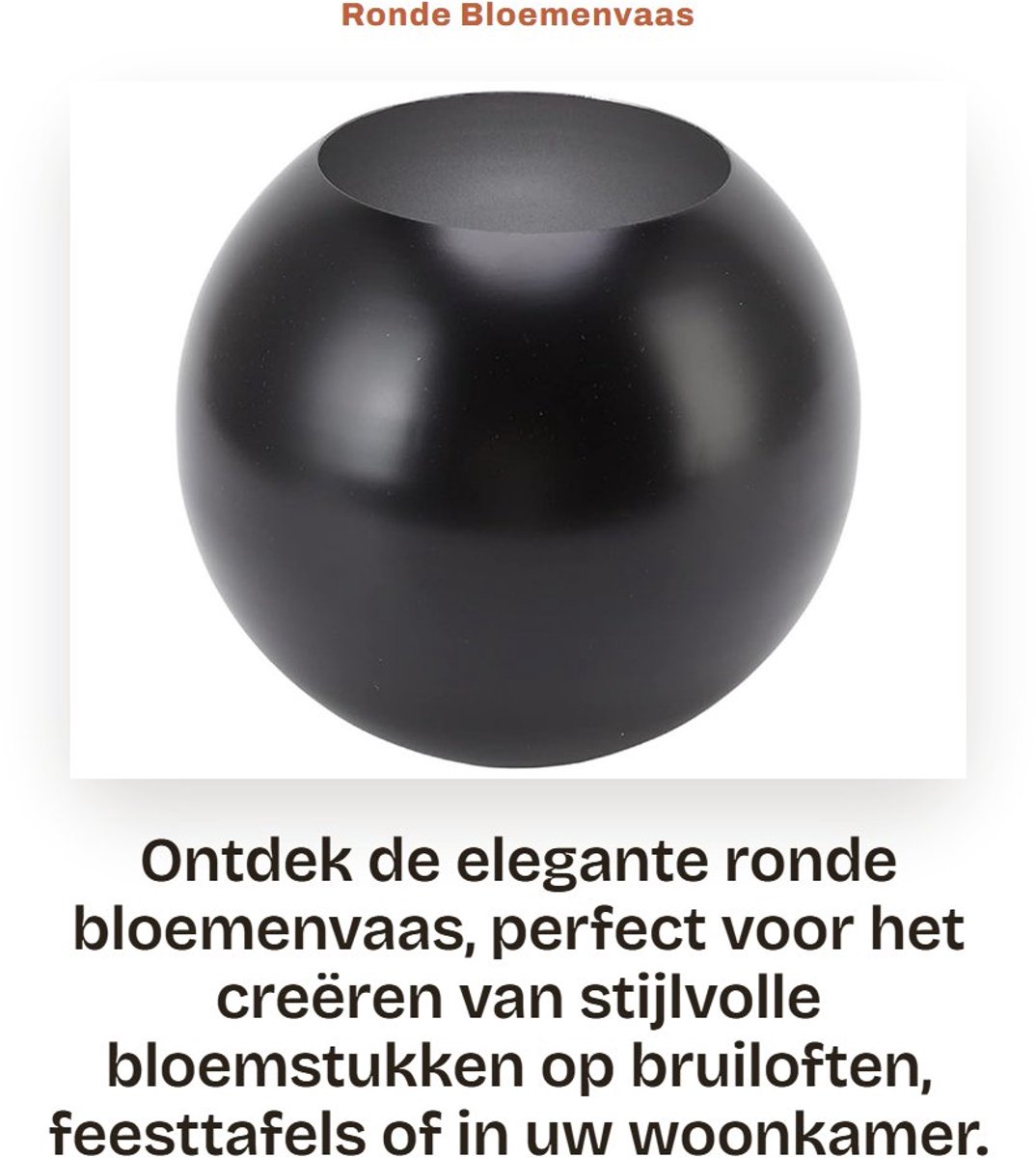 Dailygoods- Bloemenvaas Ronde Vorm - Goud/Zwart - Roestvrij Staal - Decoratieve Vaas - Voor Bruiloften/Feesttafels - Afmetingen 14 x 12 x 8,2 cm