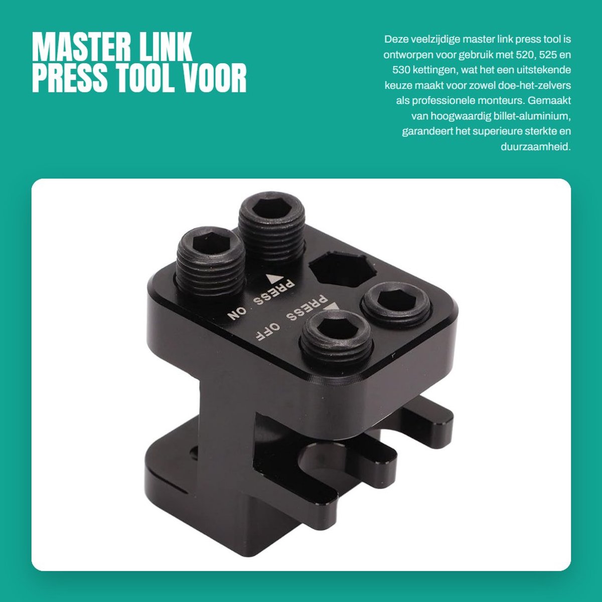 Dailygoods- Master Link Press Tool - Billet Aluminium - Geschikt voor 520/525/530 Kettingen - Duurzaam Gereedschap - Onderhoud Motorfietsen/ATV's - Superieure Sterkte - Kettinggereedschap
