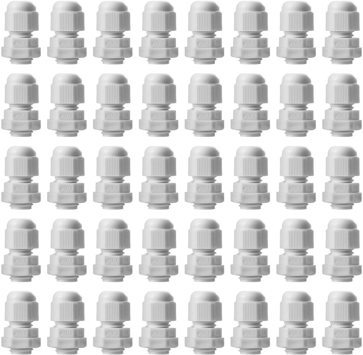 Dailygoods - Kabelschroefverbinding M12 - Waterdichte kabeldoorvoer - 40 stuks - Duurzaam nylon - Geschikt voor outdoor toepassingen - IP68 waterdicht