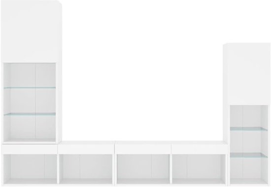 Gecheer 4-TLG.TV Wall Cabinet, Living Room, Attachment Wall, Cabinet Wall, Wall Cabinet, TV Cabinet, TV Cabinet, Media Wall, TV Table, Living Room Sets, TV Furniture, Wood Material, Glass van Merkloos — afbeelding 5