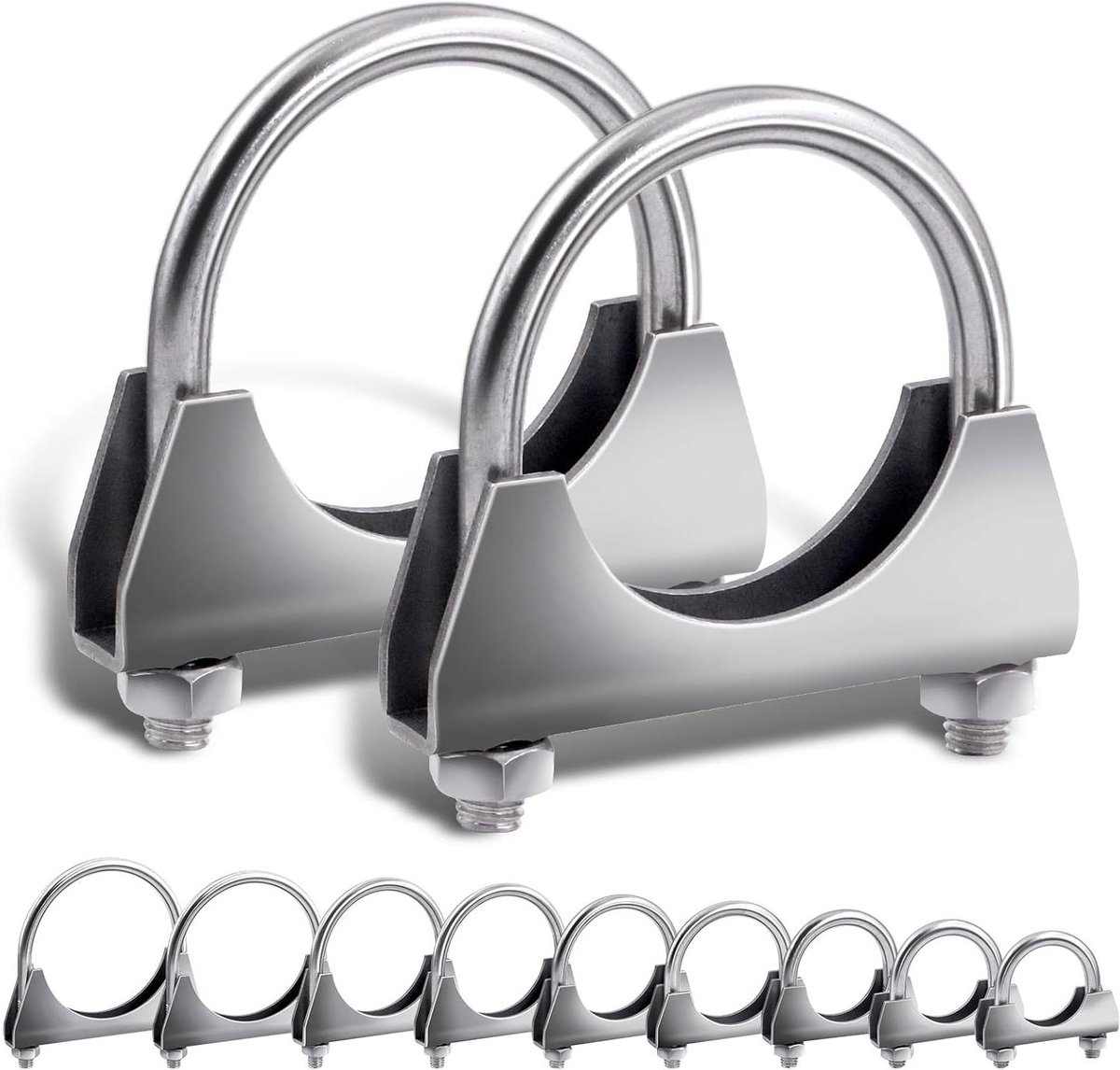 U-bout uitlaatklemmen - Uitlaat klemmen - Uitlaat bevestigen - Roestvrij staal - 5.2 cm - Zilver
