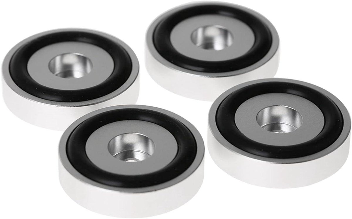 Versterker Aluminium Voeten - Versterker Pads - Stereo Geluid Creëren - Schokken Absorberen - 40 x 10mm - Zilver
