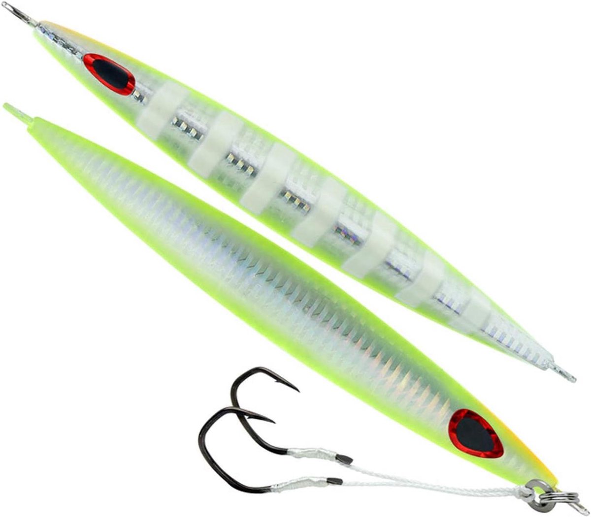 Zinkend Kunstaas - Vis Lokaas - Vissen Vangen - Zinkend Type - 17 cm 220 g - UV Chartreuse Glow Zebra