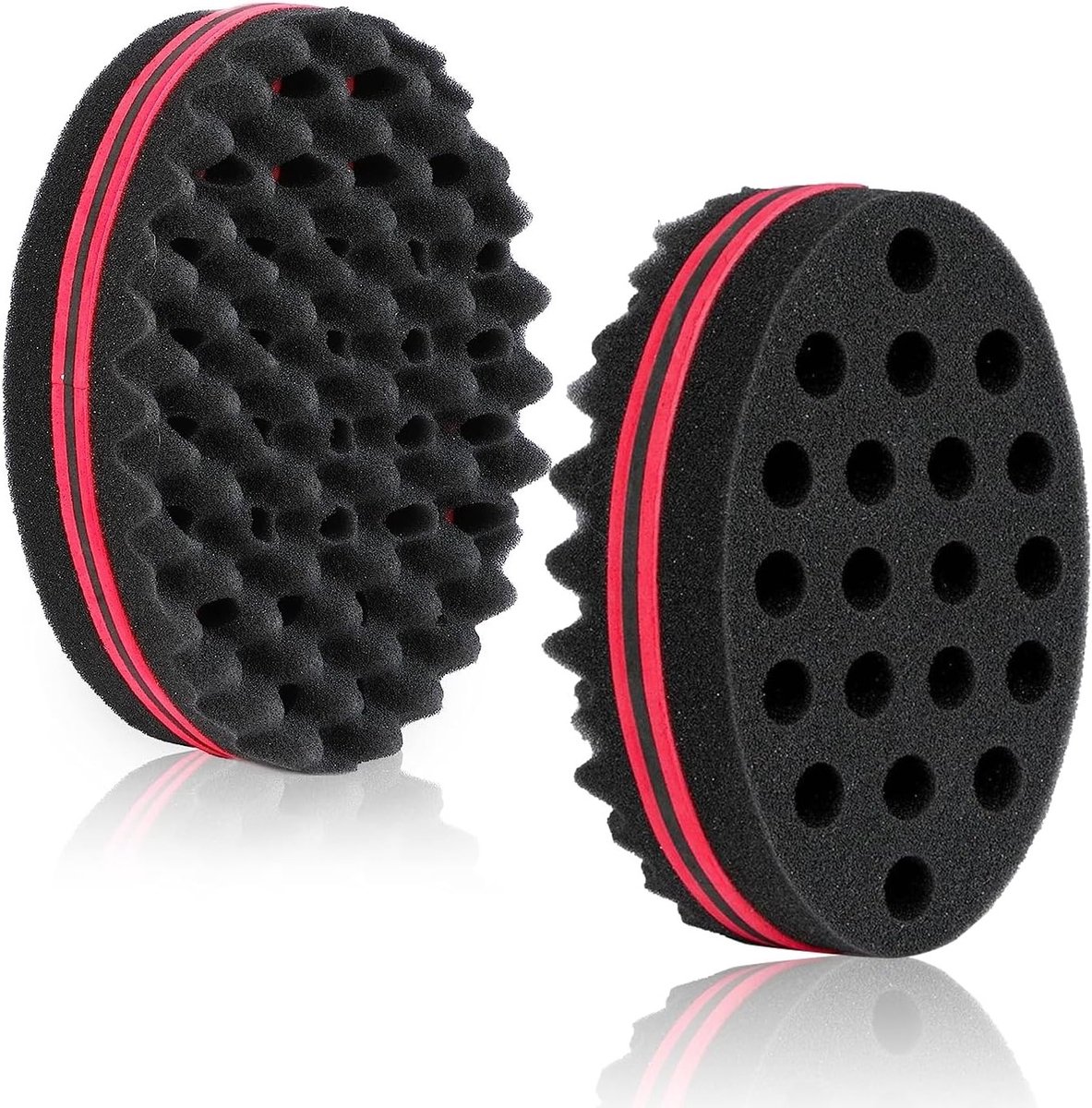 2 Stuks Haarborstelspons voor Krullend Afrohaar - Krullenspons met Kam - Haarkrullende Spons voor Afro Krul Golven - Haarkam Styling Tool