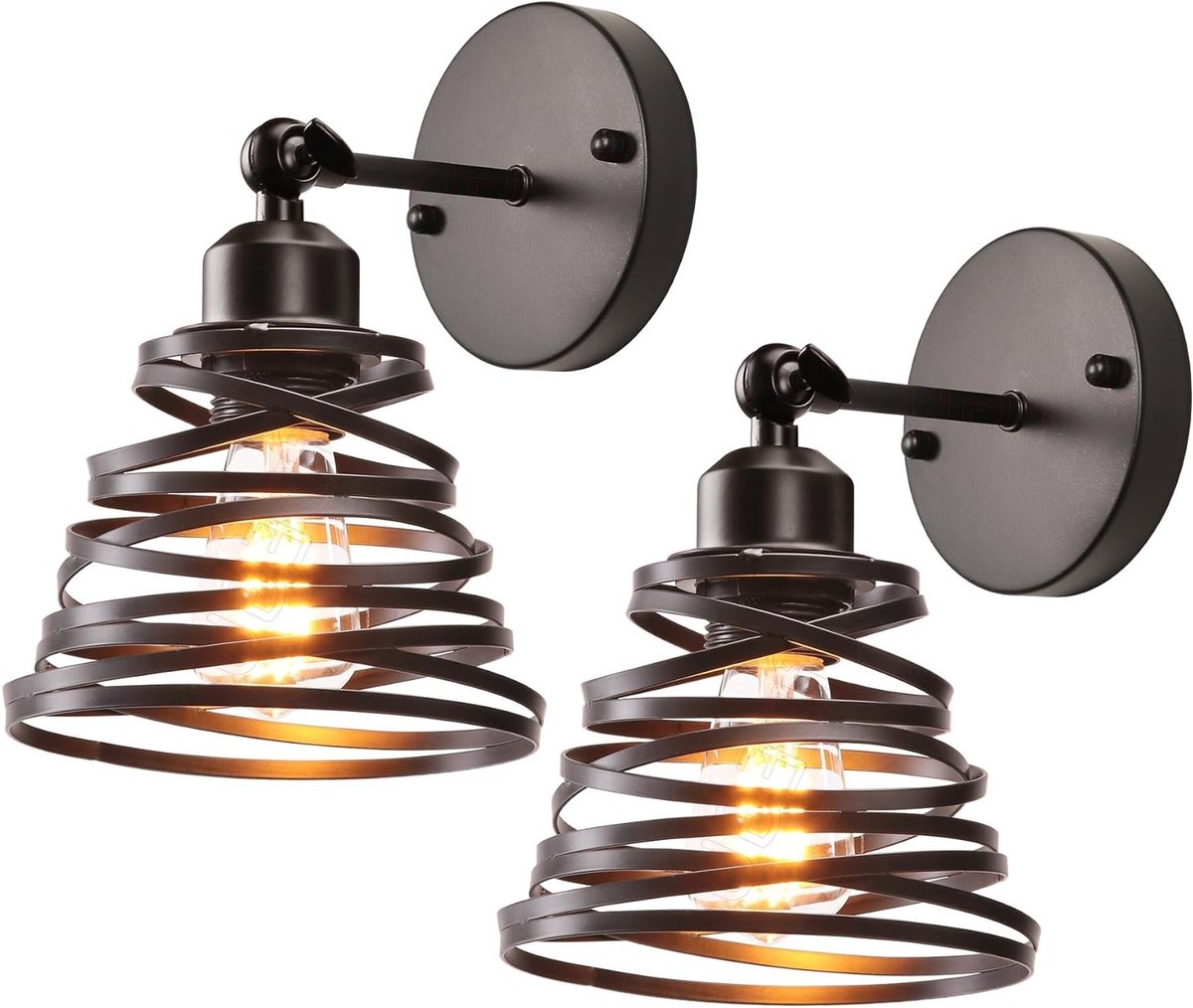 2 Stuks Vintage Wandlampen voor Binnen, Retro Creatieve Muurverlichting met 15cm Lampenkap
