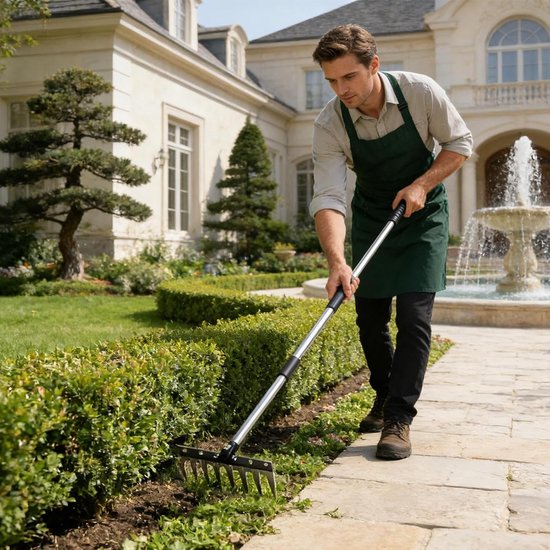 Gazonhark Onkruid - Bodem Gereedschap - Tuin Onderhoud - Roestvrij Staal - 8 Tanden - Zilver — afbeelding 3
