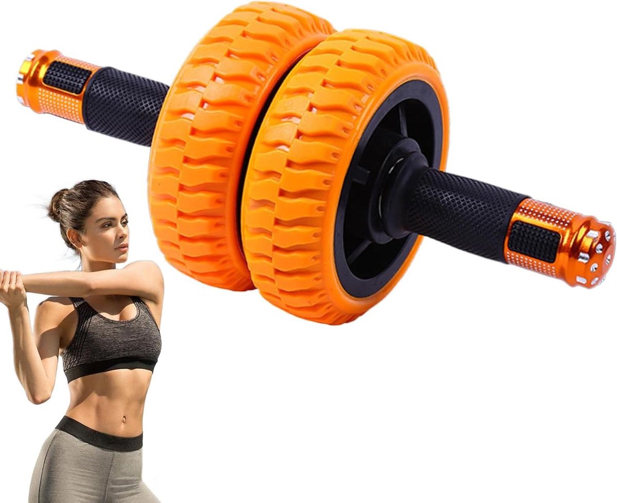 Buikspierwiel - Core trainer - Krachttraining thuis - Dubbel wiel design - 15 cm breed - Zwart
