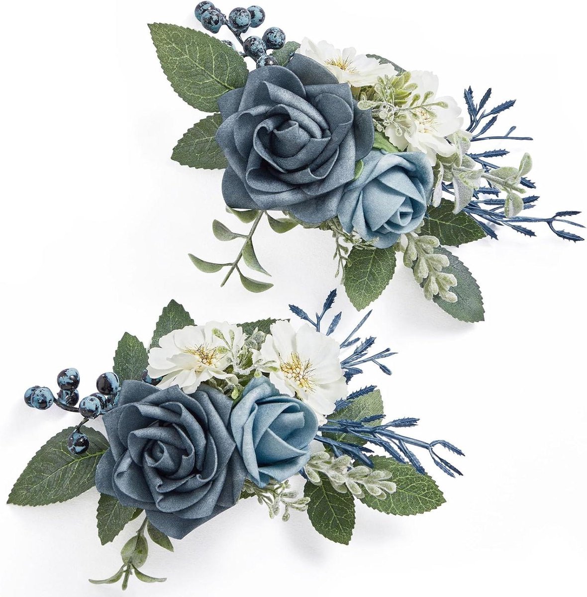 Herdenking Corsages - Bloem Speldjes - Feestelijke Gelegenheid - Set van Twee - 188 cm Lengte - Stoffig Blauw