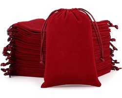 Tapleap Fluwelen Dobbelzak met trekkoord, wijnrode munttasje, 4 x 6 inch zakje voor het inpakken van 4 juli cadeau, kleine sieraden, stenen, armband (50 stuks)
