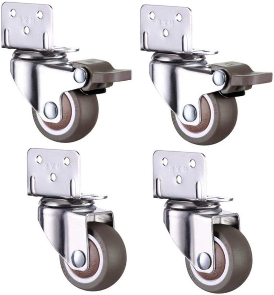 Wielen voor meubels - Zachte wieltjes - Meubels verplaatsen - 360 graden draaibaar - 2 inch - Zwart