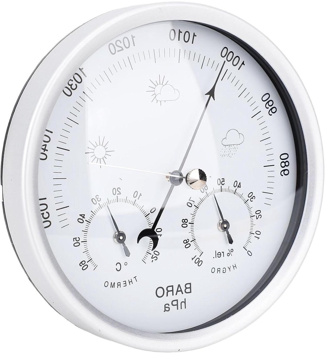 Weerstation Binnen Buiten - Barometer Thermometer Hygrometer - Weersvoorspelling - 3-in-1 Meting - 52 Inch - Aluminium